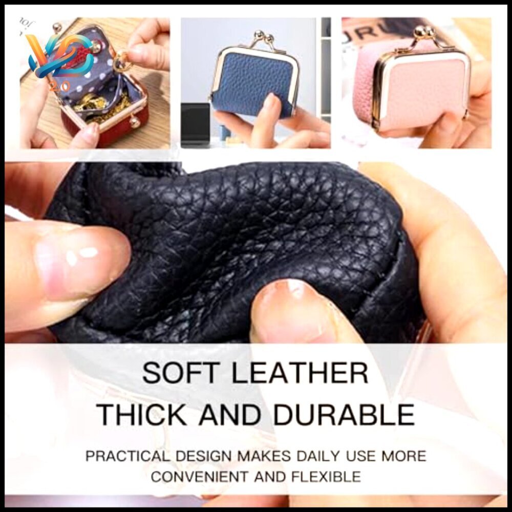 Genuine Leather Mini Jewelry Box Vintage Travel Organizer Kiss Lock Compact - Picture 6 of 7